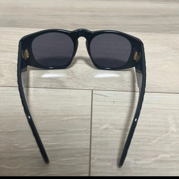 Vintage CHANEL Sunglasses Matelasse Coco Mark Gold Black